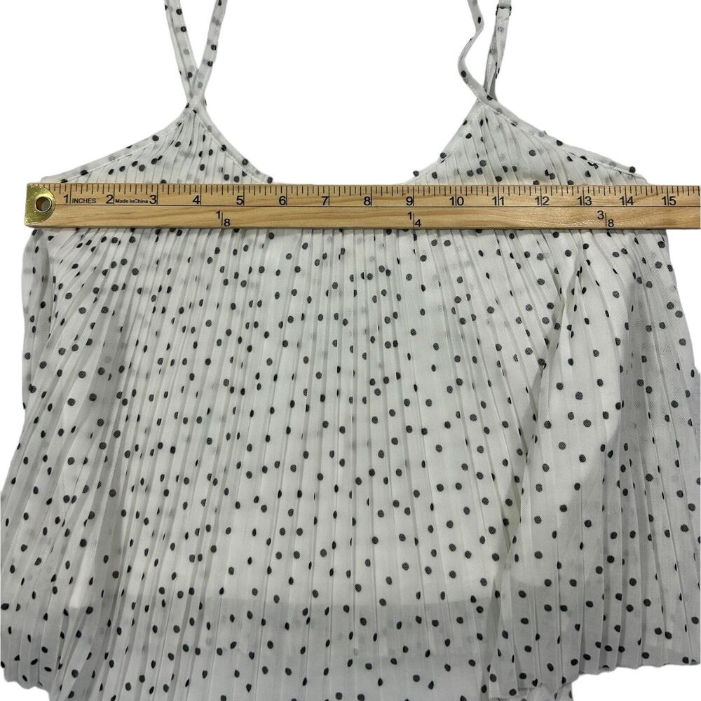 Hollister Sheer Polka Dot Pleated Babydoll Cami Top White Black Sz S - Picture 5 of 7